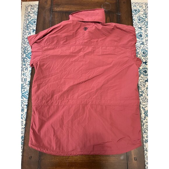 Timberland Jacket Red Full Zip Nylon Lightweight Coat Mens Large Vintage Y2K 90s - Picture 6 of 8